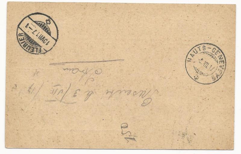 Switzerland Scott #167 x3 #156 on Letter Card Cover July 2, 1917