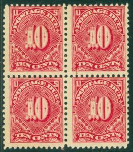 EDW1949SELL : USA 1917 Scott #J65 Block of 4 Very Fine, MNH. PO Fresh Cat $260+