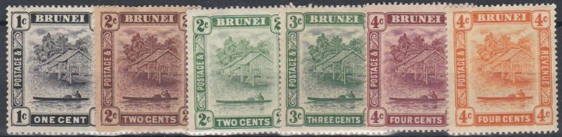 BRUNEI  1924 - 37  S G 60 - 65  VALUES TO 4C    MH LIGHTLY TONED 