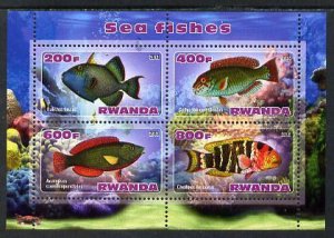 RWANDA - 2013 - Sea Fish #1 - Perf 4v Sheet - MNH - Private Issue