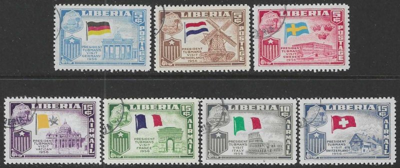 Liberia 368-370, C114-C117  Used Complete Sc $2.55