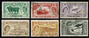 GB Falkland Islands.1952-57 QEII definitives. SG 187-192