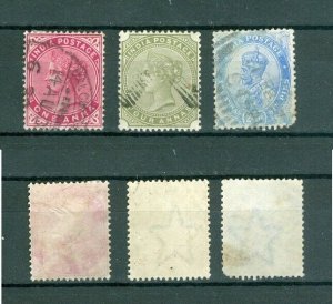 India. Lot 3 Stamp 1 & 4 Anna Queen Victoria. 2/6. King George VI. Cancel.