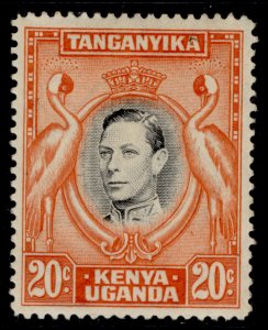 KENYA UGANDA TANGANYIKA GVI SG139a, 20c black & orange LH MINT. Cat £55. PERF 14