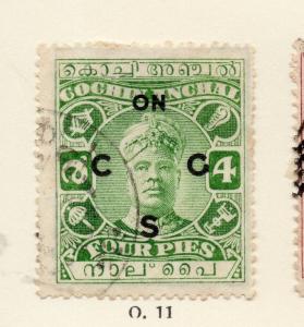 Cochin 1919-33 Early Issue Fine Used 4p. Optd 268169