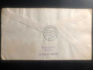 1957 Sao Pablo Brazil Airmail Registered Cover To Sachsen Germany