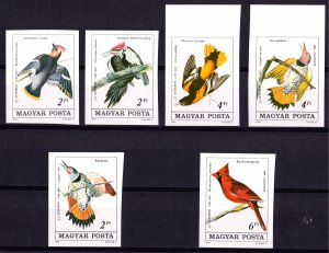 Hungary 1985 Sc#2928/2931 BIRDS AUDUBON BICENTENARY Set 6v IMPERFORATED MNH