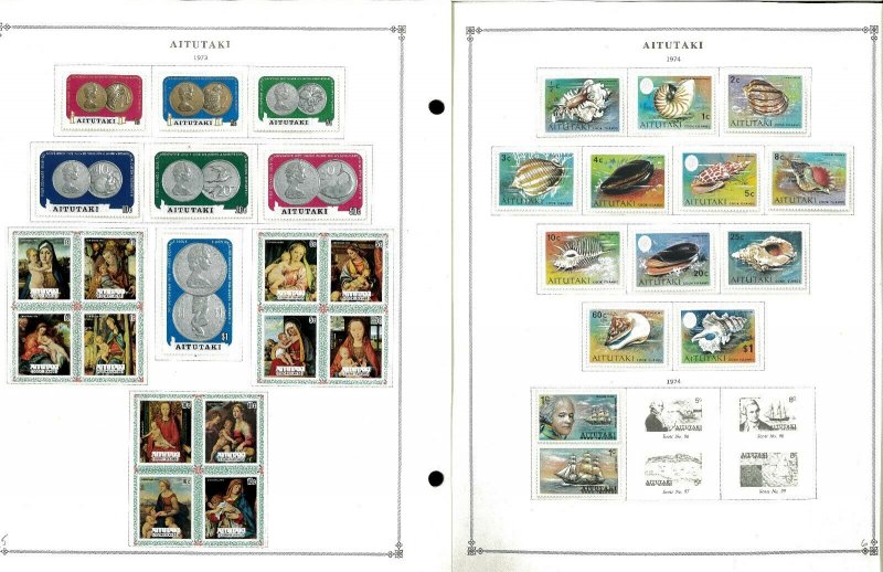 Aitutaki 1903-1988 MNH & LH in Mounts (1 used) on Scott International Pages