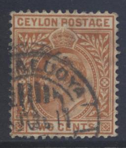 CEYLON -Scott 178- KEVII- Definitive- 1904- Wmk 3- Used -Single 2c Stamp3