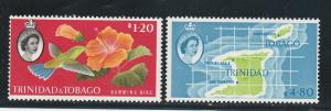 TRINIDAD AND TOBAGO 1960 QEII BIRD FLOWER & MAP $1.20 & $4.80 MNH **
