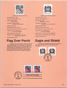 USPS SOUVENIR PAGE FLAG OVER PORCH 32c & EAGLE AND SHIELD BULK RATE 1996