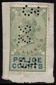 Vintage Great Britain Revenue 2 Shillings Queen Victoria Police Courts Used