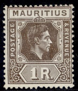 MAURITIUS GVI SG260b, 1r grey-brown, M MINT. Cat £22. ORDINARY