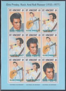 ST VINCENT Sc #1767Aa-c CPL MNH SHEET of 3 SETS x 3 DIFF - ELVIS PRESLEY