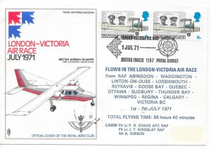 Royal Aero Club, London to Victoria BC, Air Race 1971, Flown Cover, BFPS