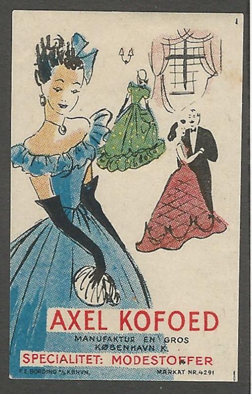 Alex Kofoed, Fashionable Fabrics, Copenhagen, Denmark, Imperf. Poster Stamp
