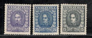 VENEZUELA SC# 255A-255C FVF/MOG