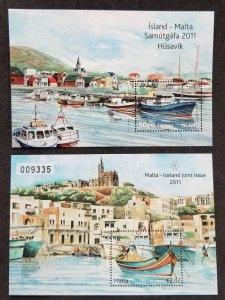 *FREE SHIP Malta Iceland Joint Issue 2011 Fishing Villages Boat (ms pair) MNH