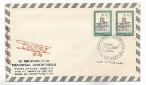 ARGENTINA 1978 50 ANNIV. FIRST POSTAL FLIGHT PUNTA ARENAS USHUAIA AVIATION COVER