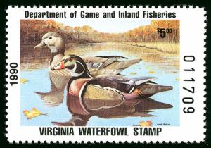 #STATE DUCK Virginia 3 VF/XF mint never hinged, a very fresh state duck stamp...