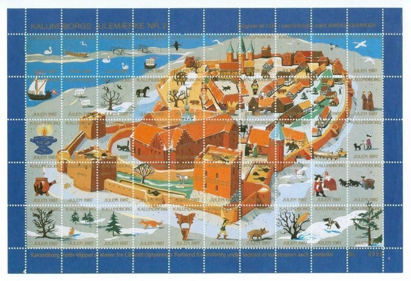 Denmark. Christmas Sheet 1987 Kalundborg In The Old Days. Dog,Cat,Birds.