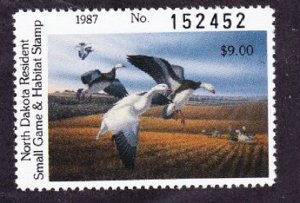 ND6 North Dakota #6 State Waterfowl Duck Stamp - 1987 Blue-winged Teal