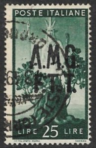 ITALY AMG TRIESTE ZONE A 1947 25L Italia Oak Stump Pictorial Sc 12 VFU