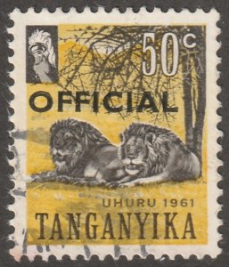 Tanganyika, stamp, Scott#50, used, hinged, Lions, Official