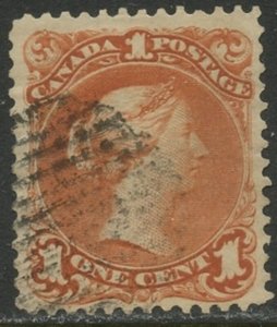 CANADA Sc#22 1868 1c Brown Red Large Queen VF Centered Used (ab)
