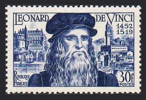 France 682,hinged.Mi 947. Leonardo da Vinci,500th birth.1952.Amboise Chateau,