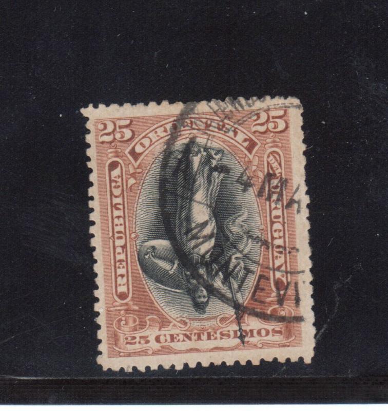 Uruguay #120a Very Fine Used Inverted Center **With Certificate**