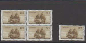 Germany 1397 German Immigration to America Concord Galleon Block of 4 MNH 1983