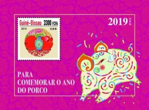 Guinea-Bissau - 2019 Year of the Pig - Souvenir Sheet - GB181111b