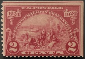 Scott #615 1924 2¢ Huguenot-Walloon Landing at Fort Orange unused HR