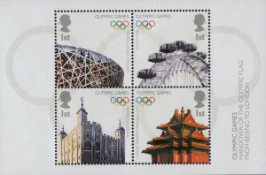 GB, (MS56) 2008 SGMS2861 Mini Sheet, HANDOVER OF THE OLYMPIC FLAG, Mint (NH)