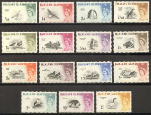 Falkland Islands Scott 128-142 (SG 193-207) MNHOG -1960 Birds Issue Complete Set
