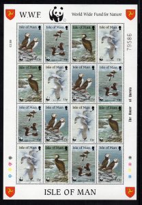 Isle of Man  Sc 399-402 1989 Birds WWF stamp sheet mint NH