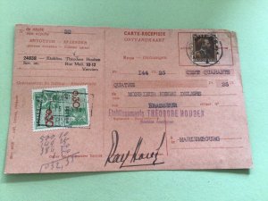 Belgium Parcel Receipt with 1938  Tax revenue stamps card Ref 66314
