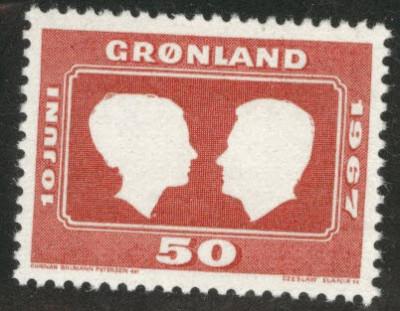 GREENLAND Scott 69 MNH** 1967 wedding stamp CV$3.50