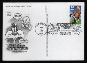 #UX291 20c Sylvester & Tweety, Art Craft FDC **ANY 5=FREE SHIPPING**
