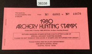 MOMEN: US STAMPS   1980 ARCHERY  HUNTING STAMPS MINT OG NH BOOKLET LOT #38338