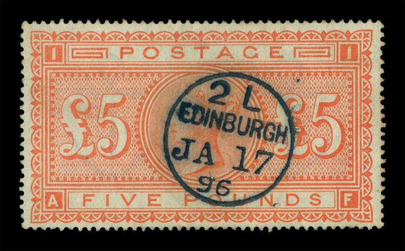 GREAT BRITAIN 1882 Victoria  £5 orange Sc# 93 (SG 137) used VF EDINBURGH JA 17