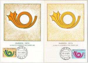 51652 - SAN MARINO - POSTAL HISTORY - Set of 2 MAXIMUM CARD - 1973 EUROPE-