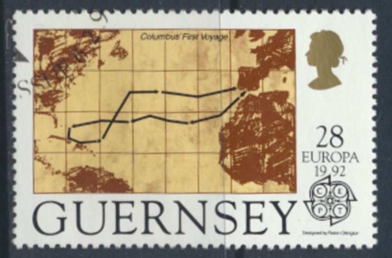 Guernsey  SG 559  SC# 470 Columbus  First Day of issue cancel see scan