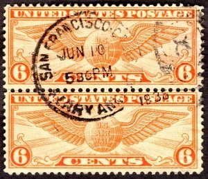 1934, US 6c, Winged Globe, Used pair, San Francisco CDS, Sc C19