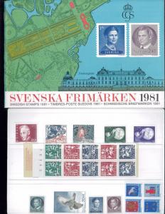 1981 Sweden Swedish Official Booklet Postage Stamp Yearset Collection Svenska