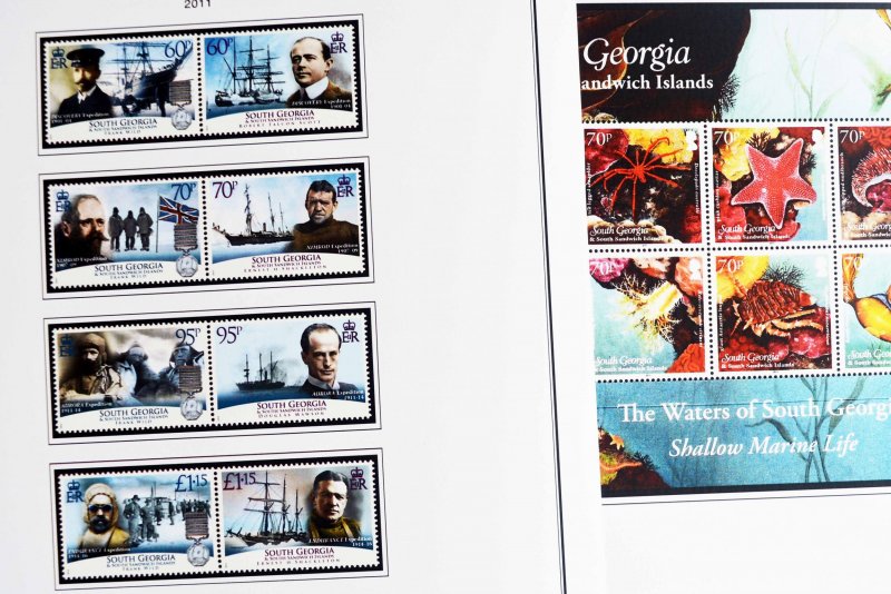 COLOR PRINTED SOUTH GEORGIA & S.S.I. 1963-2020 STAMP ALBUM PAGES (87 ill. pages)