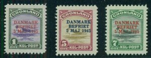 GREENLAND #19-21 (19-21) 1-7ore Harp Seal, og, NH, VF, Fait $350.00