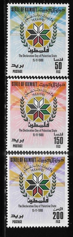 Kuwait 1989 Declaration of Palestinian State 1st anniv Sc 1120-1122 MNH A1294