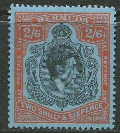 Bermuda - Scott 124 - KGVI Definitive  - Wmk 4 -1938 - MVLH -Single 2/6p Stamp